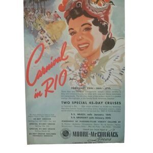 Vintage 1941 Moore McCormack Cruise Carnival in Rio Ad Advertisment